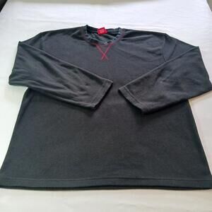 IZOD Sleepwear Pajama Shirt Men's XL Black Fleece Long Sleeve Comfort Lounge